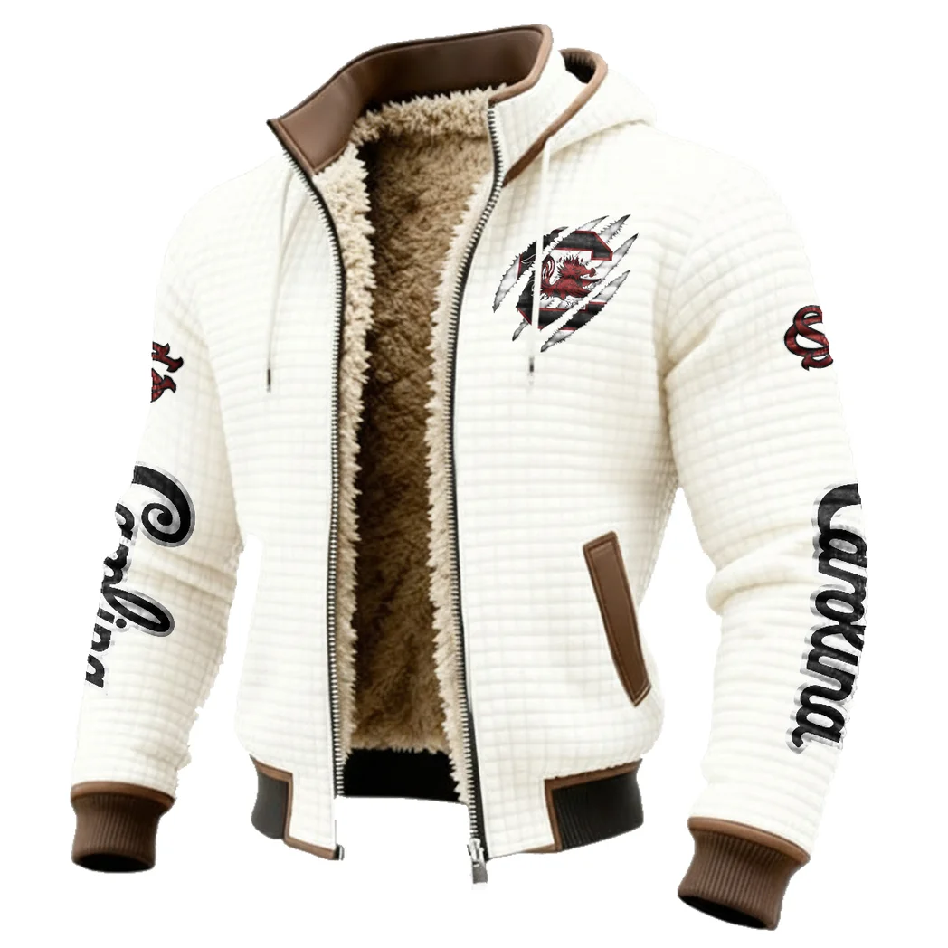 Columbia’s Finest Fleece-Lined Hooded Jacket, Modern Athletic Hybrid Parka HVN1441SC - White - Image 2