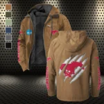 The Mustang Pride Flannel Hoodie, Rugged Sport Flannel Hoodie HVN1441SM - Camel