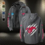 The Mustang Pride Flannel Hoodie, Rugged Sport Flannel Hoodie HVN1441SM - Gray