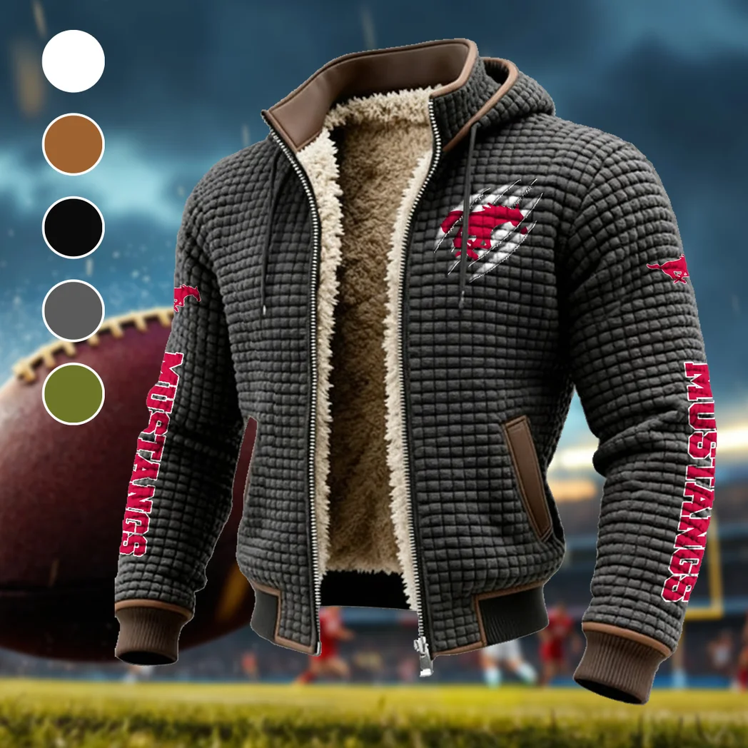 The Mustang Pride Fleece-Lined Hooded Jacket, Dynamic Training Hooded Shell HVN1441SM - Grey
