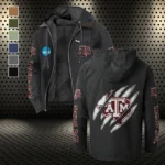 The Aggie Pride Flannel Hoodie, Warm Sport Spirit Hoodie HVN1441TA - Black