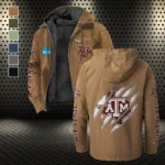 The Aggie Pride Flannel Hoodie, Warm Sport Spirit Hoodie HVN1441TA - Camel