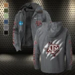 The Aggie Pride Flannel Hoodie, Warm Sport Spirit Hoodie HVN1441TA - Gray