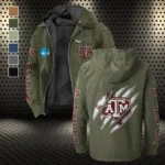 The Aggie Pride Flannel Hoodie, Warm Sport Spirit Hoodie HVN1441TA - Green