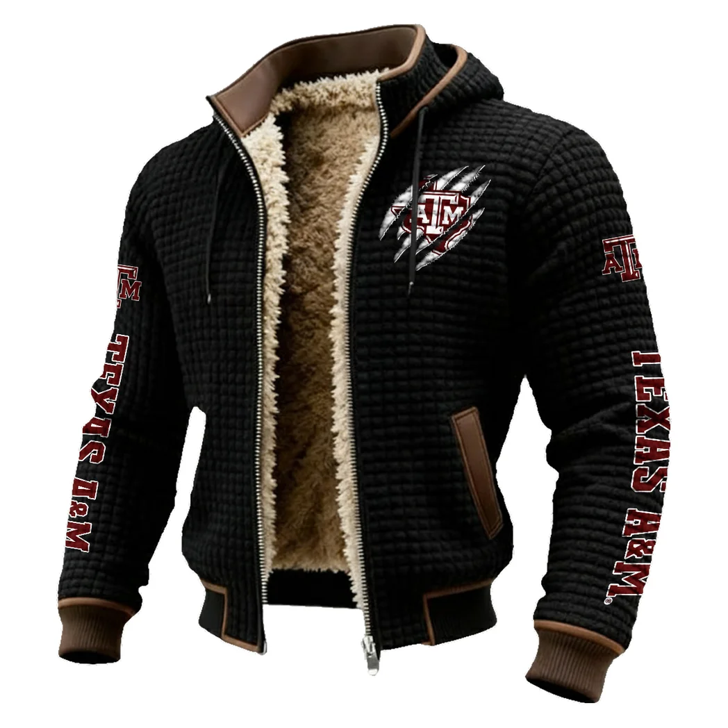 The Aggie Pride Fleece-Lined Hooded Jacket, Multi-Sport Winter Active Top HVN1441TA - Black - Image 2