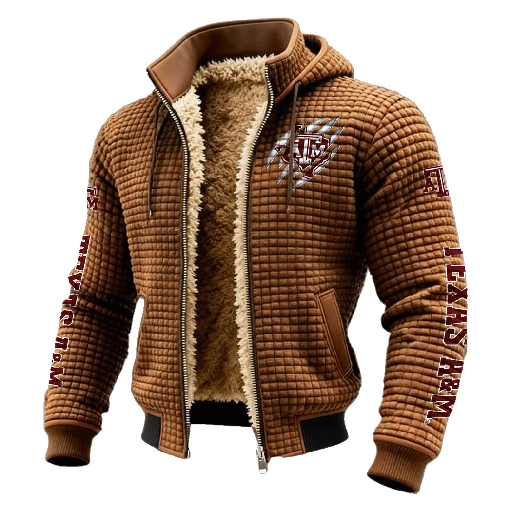 The Aggie Pride Fleece-Lined Hooded Jacket, Multi-Sport Winter Active Top HVN1441TA - brown - Image 2