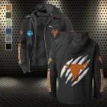 The Longhorn Elite Flannel Hoodie, Sport Fan Flannel Hoodie HVN1441TL - Black