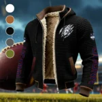 The Husky Nation Fleece-Lined Hooded Jacket, Wind-Blocker Insulated Hoody HVN1441UC - Black