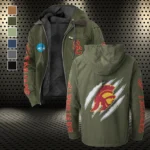 The Trojans Flannel Hoodie, Cold Game Day Hoodie HVN1441US - Green
