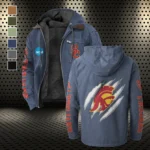 The Trojans Flannel Hoodie, Cold Game Day Hoodie HVN1441US - Navy Blue