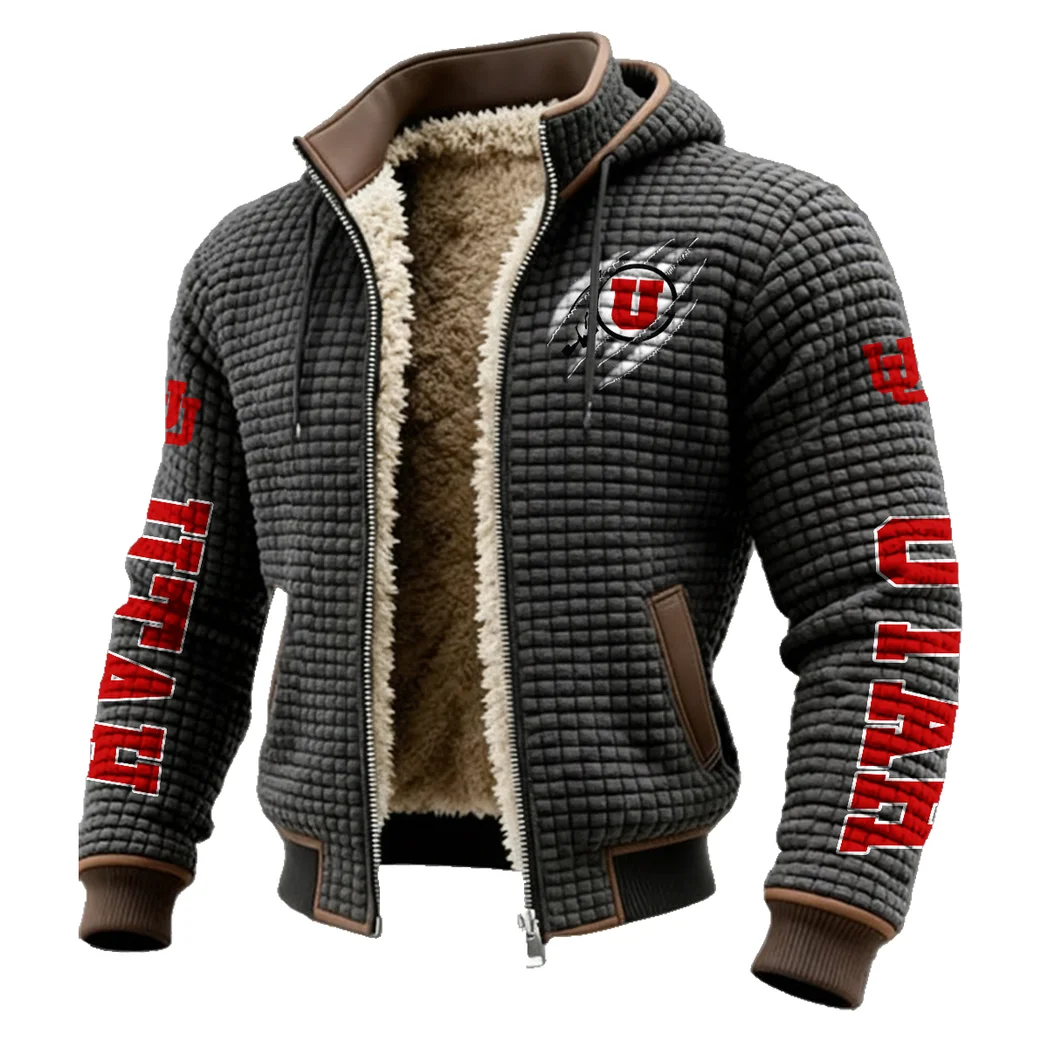 The Utah Pride Fleece-Lined Hooded Jacket, Deep Winter Insulated Hoody HVN1441UU - Grey - Image 2