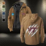 The Tech Spirit Flannel Hoodie, Bold Supporter Flannel Hoodie HVN1441VT - Camel