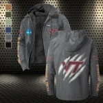 The Tech Spirit Flannel Hoodie, Bold Supporter Flannel Hoodie HVN1441VT - Gray