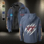 The Tech Spirit Flannel Hoodie, Bold Supporter Flannel Hoodie HVN1441VT - Navy Blue