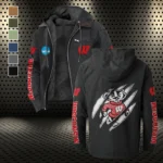 The Badger Nation Flannel Hoodie, True Fan Hooded Flannel HVN1441WB - Black