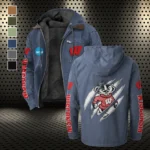 The Badger Nation Flannel Hoodie, True Fan Hooded Flannel HVN1441WB - Navy Blue
