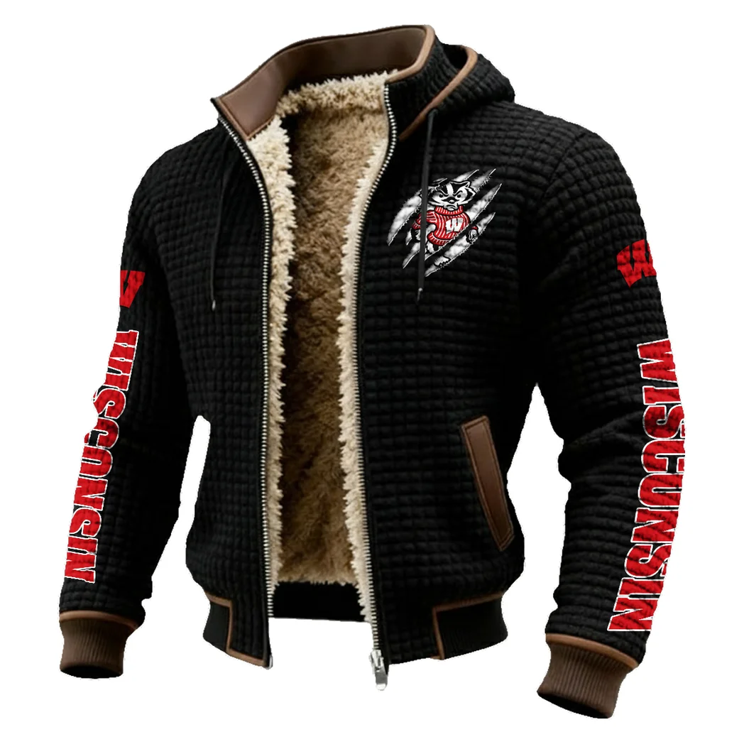 The Badger Nation Fleece-Lined Hooded Jacket, Multi-Sport Winter Active Top HVN1441WB - Black - Image 2