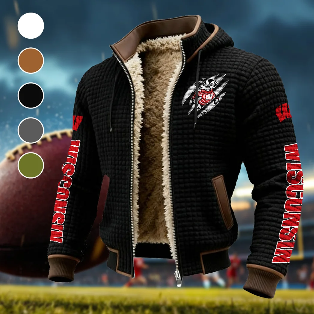 The Badger Nation Fleece-Lined Hooded Jacket, Multi-Sport Winter Active Top HVN1441WB - Black