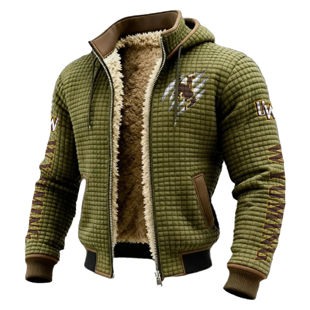 The Cowboy Spirit Fleece-Lined Hooded Jacket, Wind-Blocker Insulated Hoody HVN1441WC - Green - Image 2