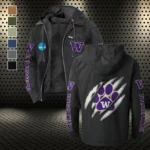 The Husky Spirit Flannel Hoodie, Fan Pride Hooded Flannel HVN1441WH - Black