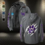 The Husky Spirit Flannel Hoodie, Fan Pride Hooded Flannel HVN1441WH - Gray