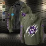The Husky Spirit Flannel Hoodie, Fan Pride Hooded Flannel HVN1441WH - Green
