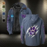 The Husky Spirit Flannel Hoodie, Fan Pride Hooded Flannel HVN1441WH - Navy Blue