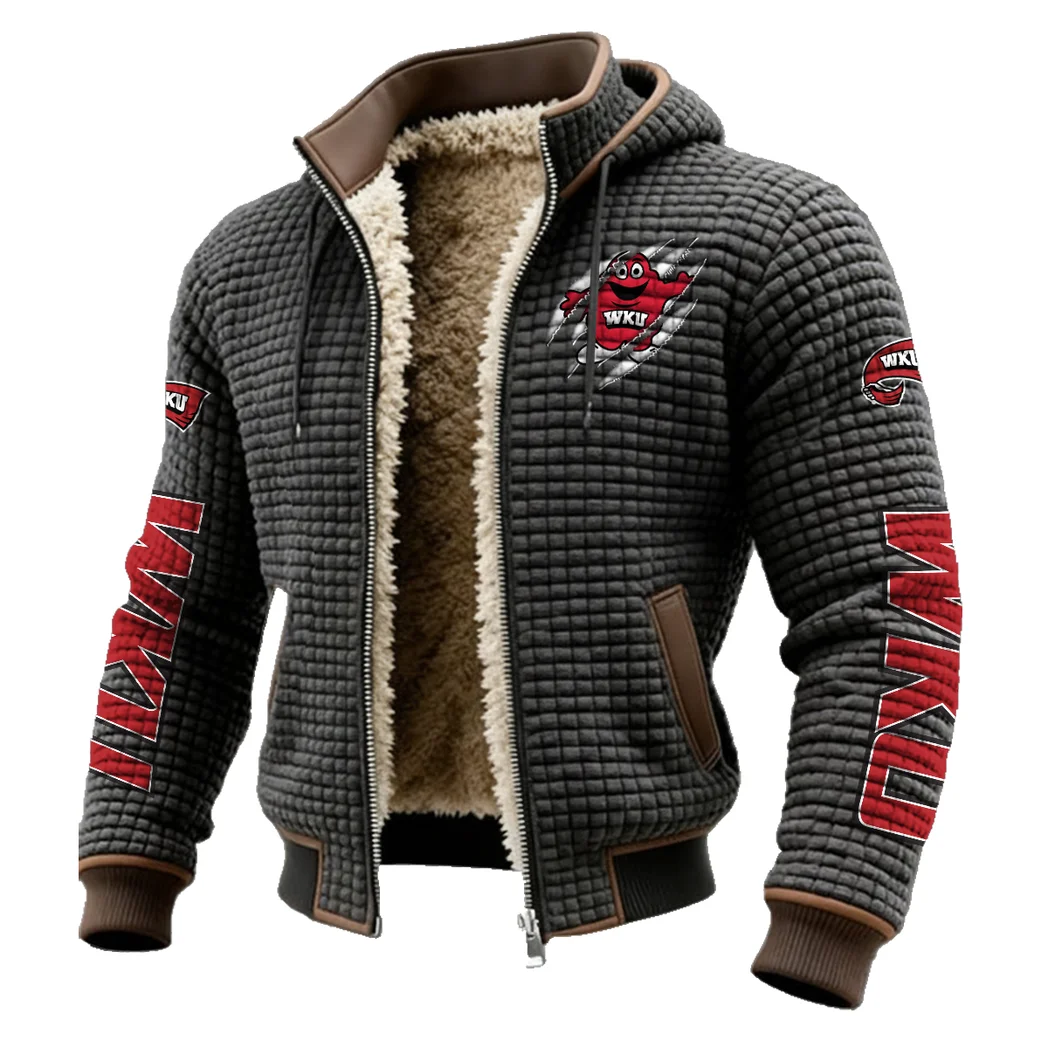 The WKU Pride Fleece-Lined Hooded Jacket, Elemental Guard Sport Jacket HVN1441WK - Grey - Image 2