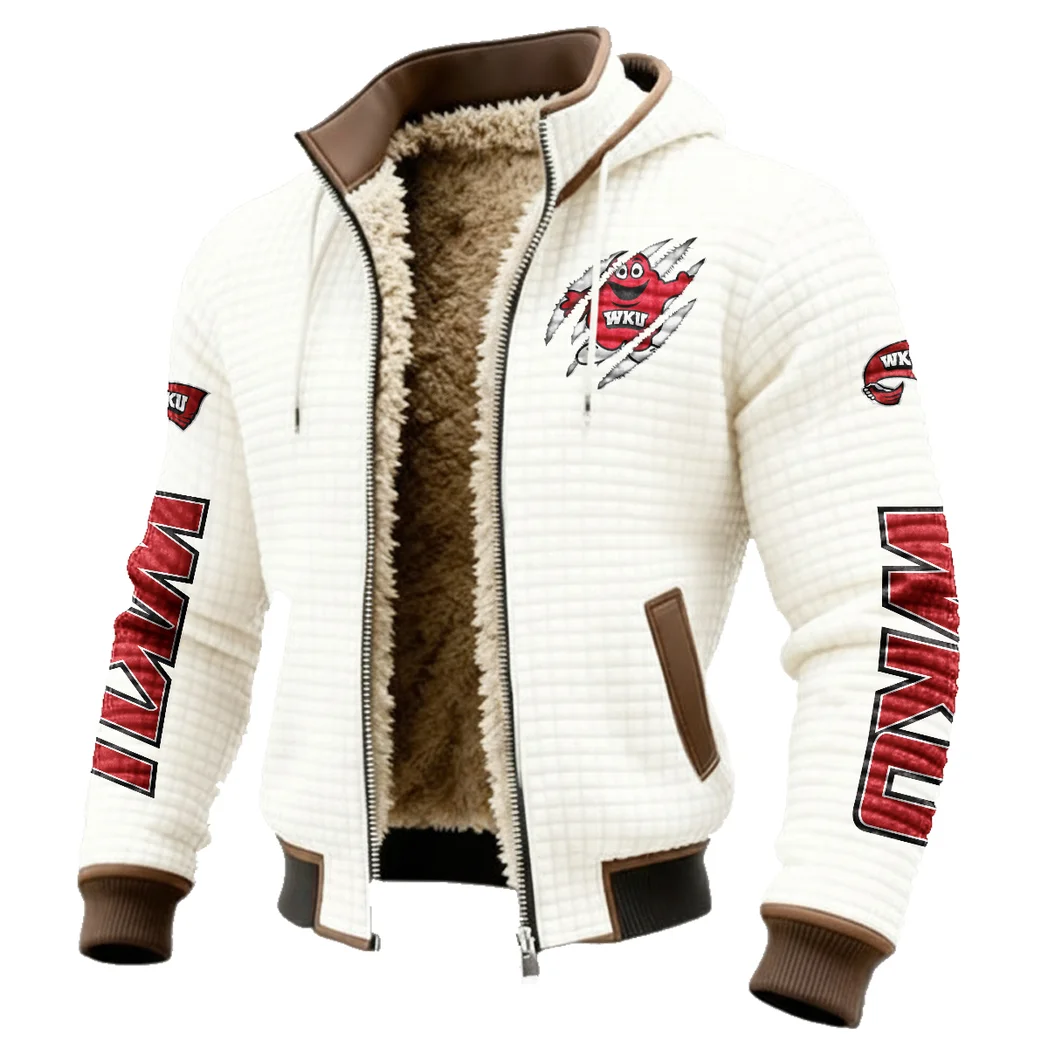 The WKU Pride Fleece-Lined Hooded Jacket, Elemental Guard Sport Jacket HVN1441WK - White - Image 2