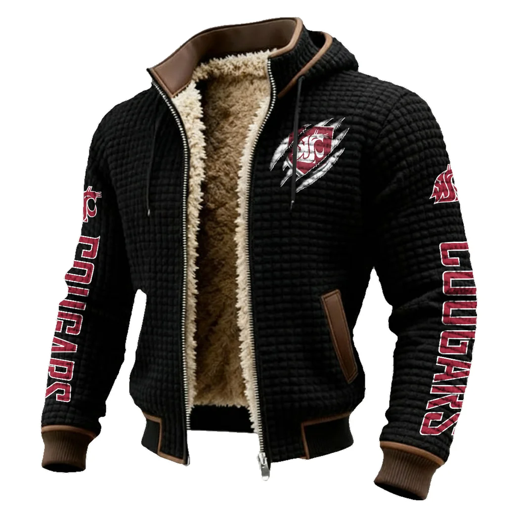 The WSU Force Fleece-Lined Hooded Jacket, Ultra-Soft Plush Lined Jacket HVN1441WS - Black - Image 2