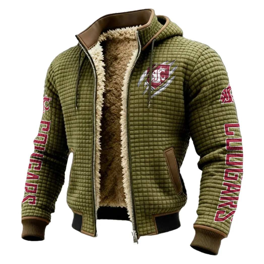 The WSU Force Fleece-Lined Hooded Jacket, Ultra-Soft Plush Lined Jacket HVN1441WS - Green - Image 2