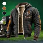 The Falcon Power Fleece-Lined Hooded Jacket, Wind-Blocker Insulated Hoody HVN1445BG - Grey