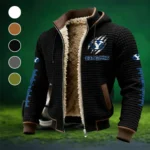 The Blue and White Fleece-Lined Hooded Jacket, Arctic Protection Hooded Zip HVN1445BY - Black