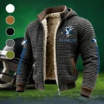 The Blue and White Fleece-Lined Hooded Jacket, Arctic Protection Hooded Zip HVN1445BY - Grey