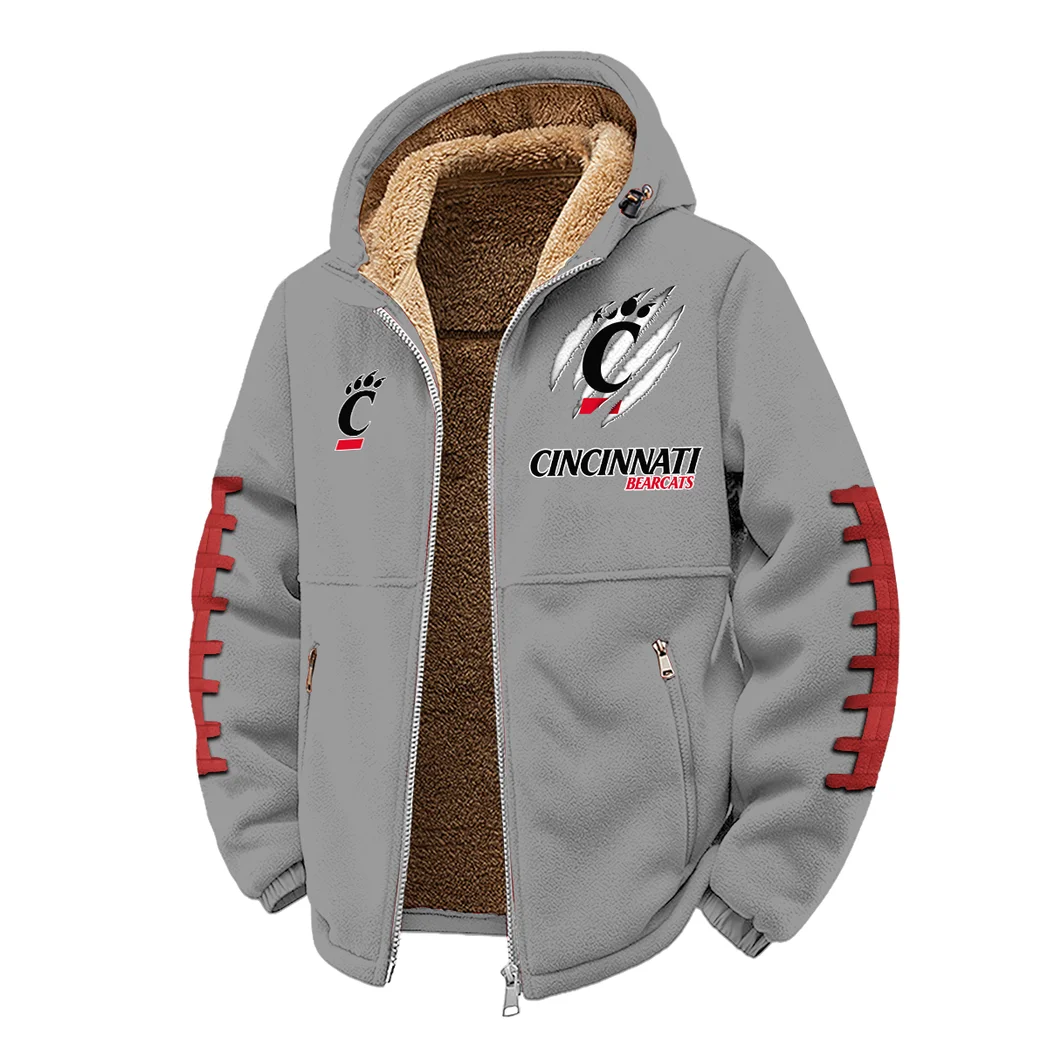 The Bearcat Nation Winter Fleece Jacket, All-Mountain Sport Jacket HVN1445CB - Grey - Image 2
