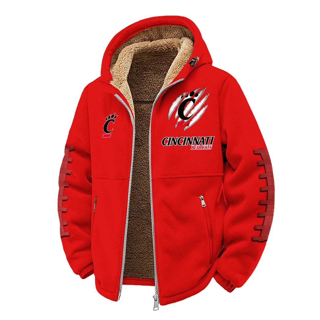 The Bearcat Nation Winter Fleece Jacket, All-Mountain Sport Jacket HVN1445CB - red - Image 2