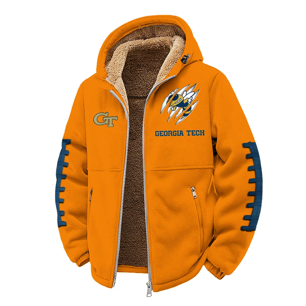 The Jacket Pride Winter Fleece Jacket, Sherpa Lined Winter Fleece HVN1445GT - Orange - Image 2
