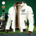 Hawaii Pride Fleece-Lined Hooded Jacket, Modern Athletic Hybrid Parka HVN1445HR - White