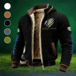 The Gold Force Fleece-Lined Hooded Jacket, Wind-Blocker Insulated Hoody HVN1445MG - Black