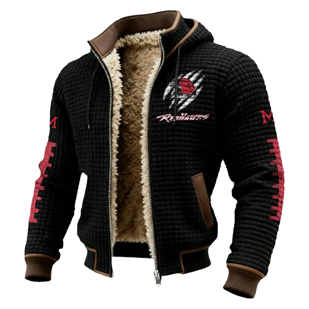 Cradle of Coaches Fleece-Lined Hooded Jacket, Water-Resistant Thermal Hoody HVN1445MO - Black - Image 2