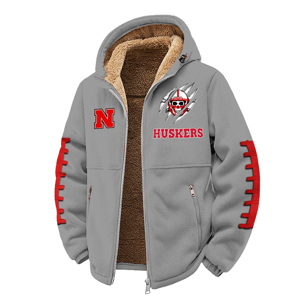 The Scarlet and Cream Winter Fleece Jacket, Warm Core Loft Fleece HVN1445NC - Grey - Image 2