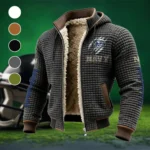 The Navy Pride Fleece-Lined Hooded Jacket, Soft-Touch Thermal Outerwear HVN1445NM - Grey