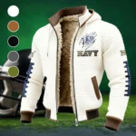 The Navy Pride Fleece-Lined Hooded Jacket, Soft-Touch Thermal Outerwear HVN1445NM - White