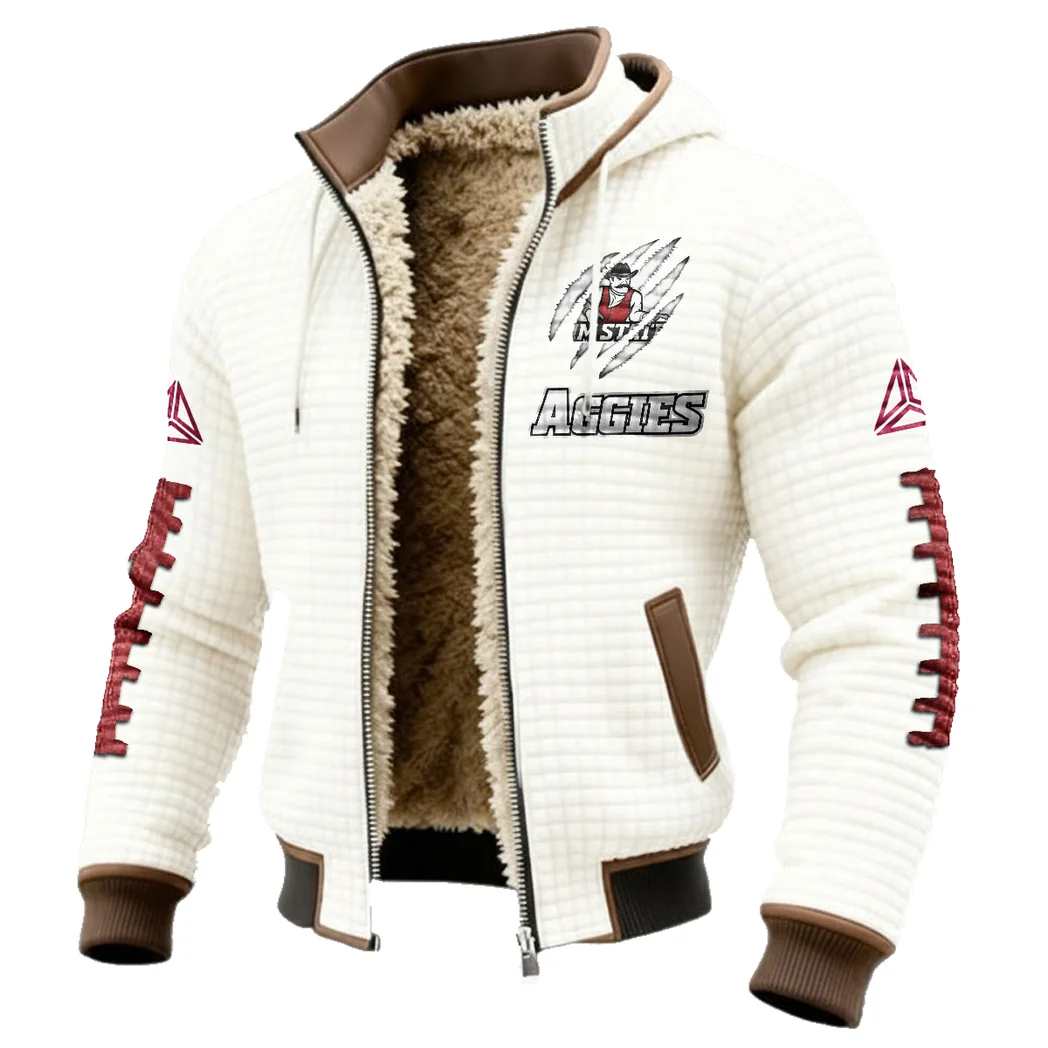 The NMSU Spirit Fleece-Lined Hooded Jacket, Modern Athletic Hybrid Parka HVN1445NM - White - Image 2