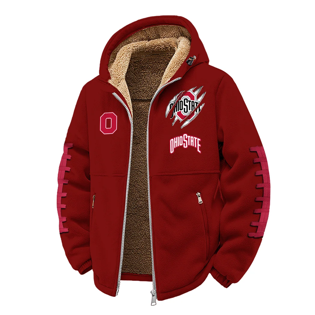 The Buckeye Power Winter Fleece Jacket, Heavyweight Plush Fleece HVN1445OS - Wine - Image 2