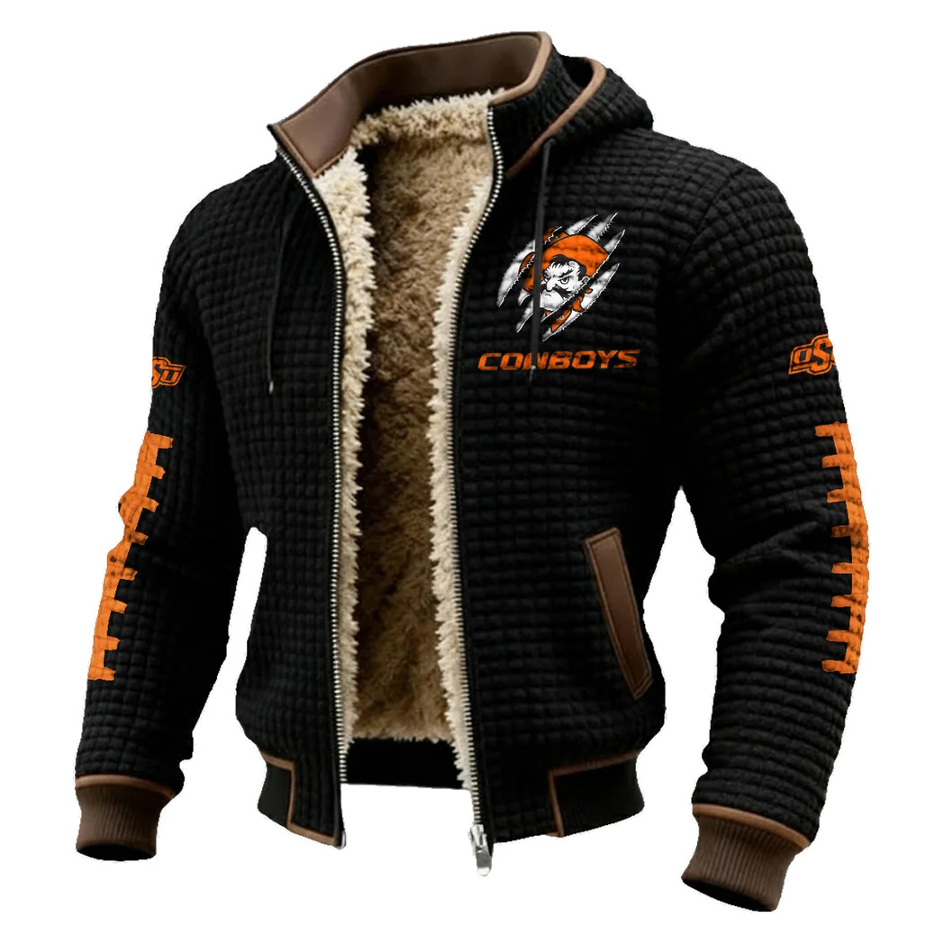 The Cowboy Power Fleece-Lined Hooded Jacket, Brushed Interior Winter Jacket HVN1445OS - Black - Image 2