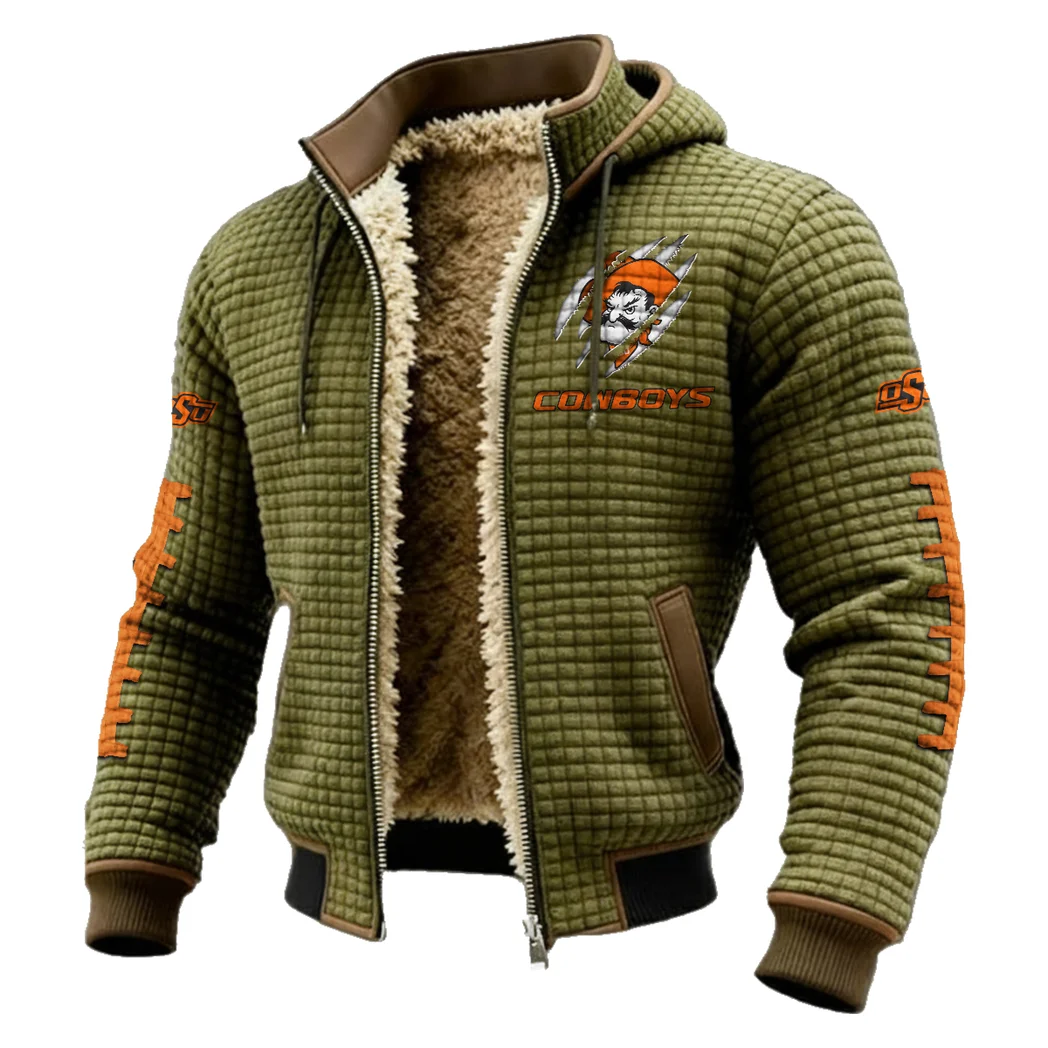 The Cowboy Power Fleece-Lined Hooded Jacket, Brushed Interior Winter Jacket HVN1445OS - Green - Image 2