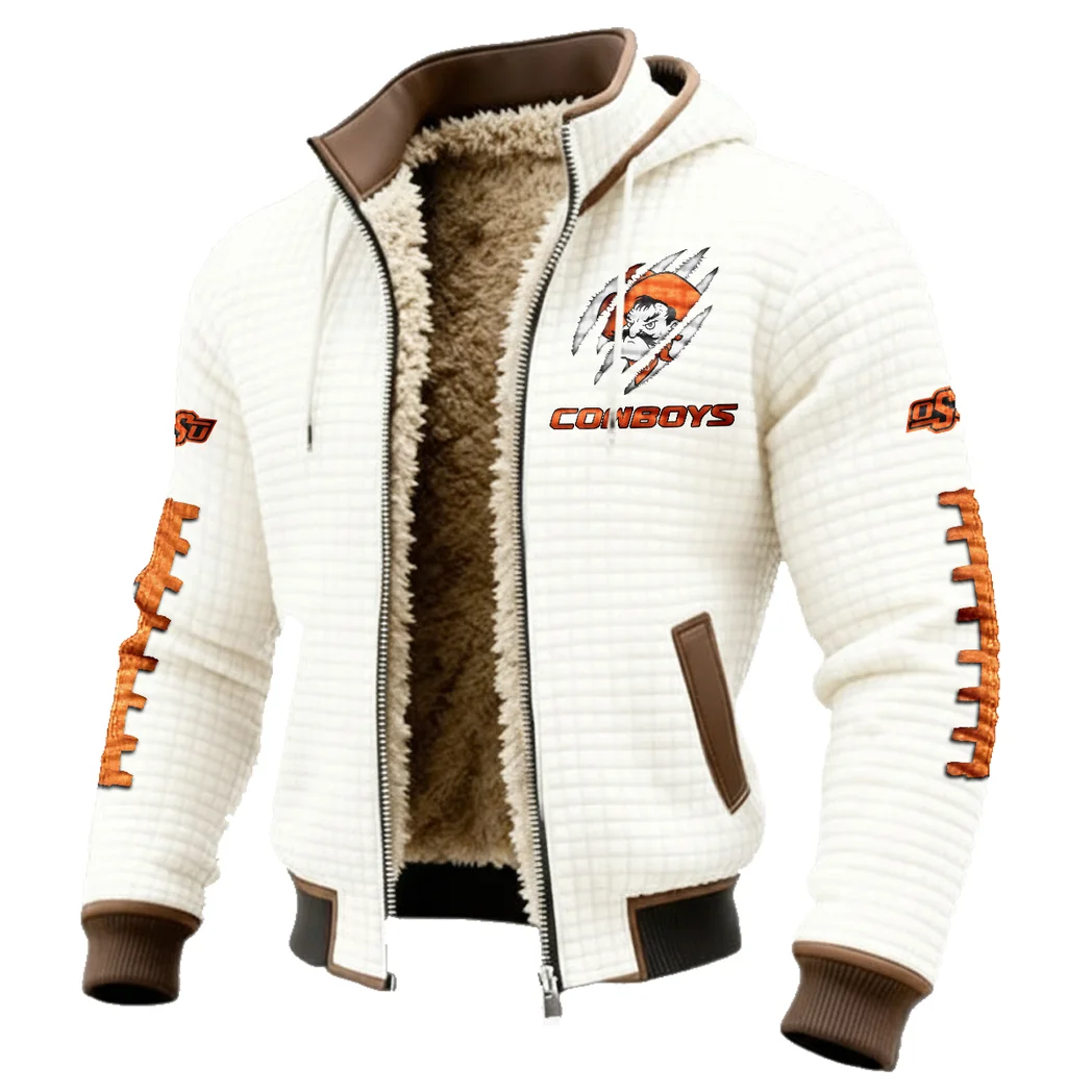 The Cowboy Power Fleece-Lined Hooded Jacket, Brushed Interior Winter Jacket HVN1445OS - White - Image 2