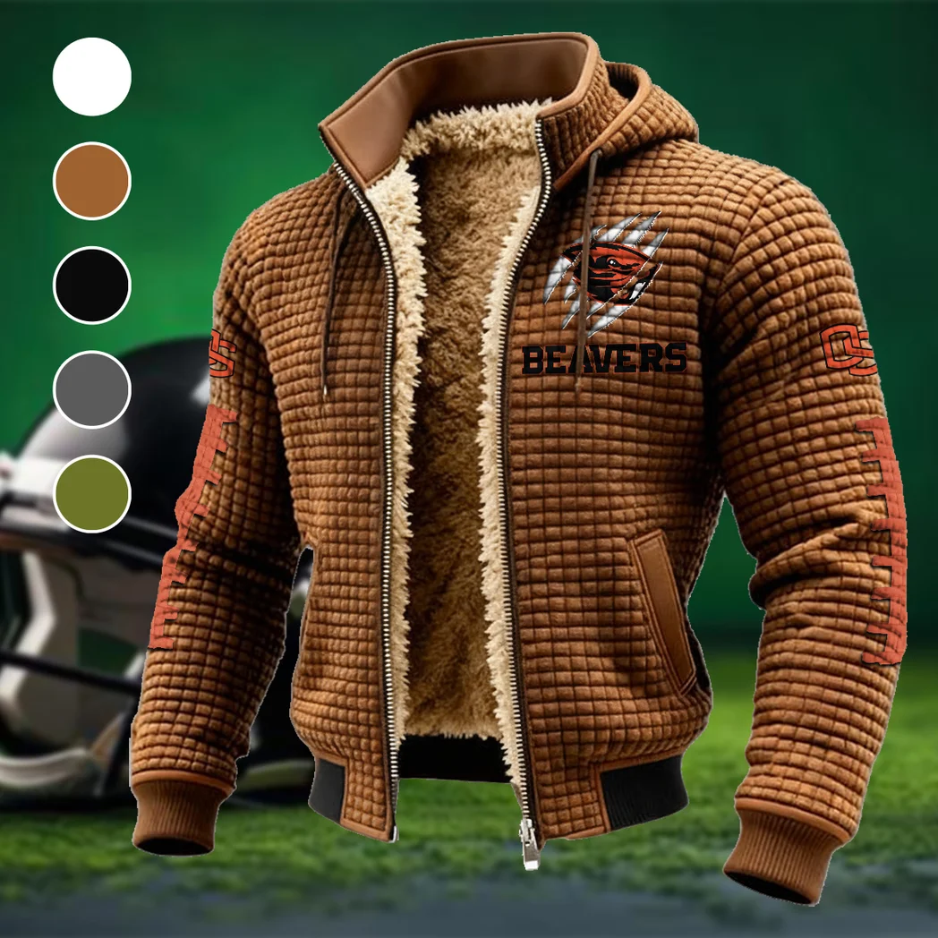 The Oregon State Elite Fleece-Lined Hooded Jacket, Heavyweight Cozy Sport Shell HVN1445OS - brown