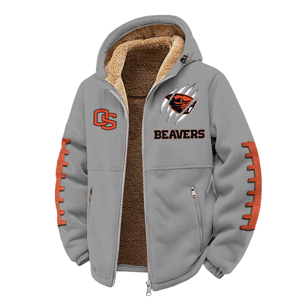 The Oregon State Elite Winter Fleece Jacket, Brushed Interior Winter Fleece HVN1445OS - Grey - Image 2